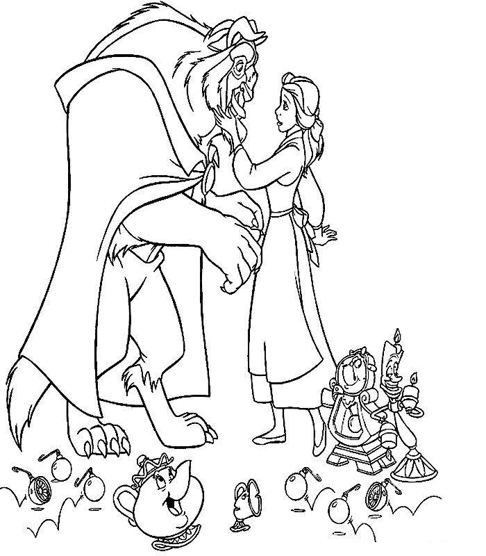 coloriage La belle et la bette avec leurs amis